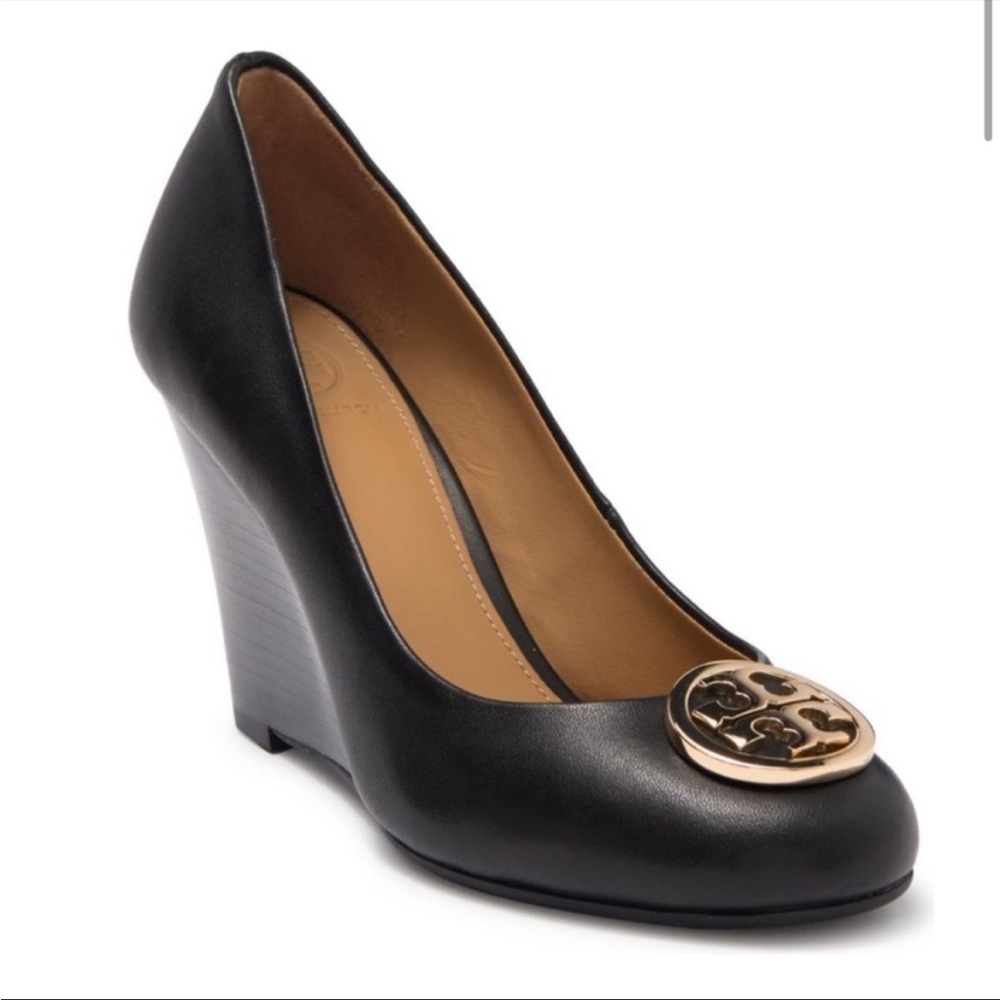 Tory Burch black wedge heels